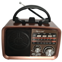 Radio Vintage PRL FM akumulatorowe z Bluetooth USB ICF-F21 środek lico brąz