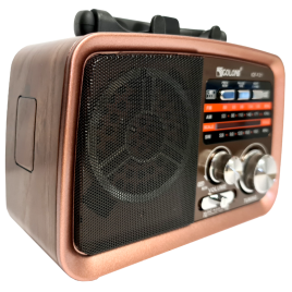 Radio Vintage PRL FM akumulatorowe z Bluetooth USB ICF-F21 środek lico brąz