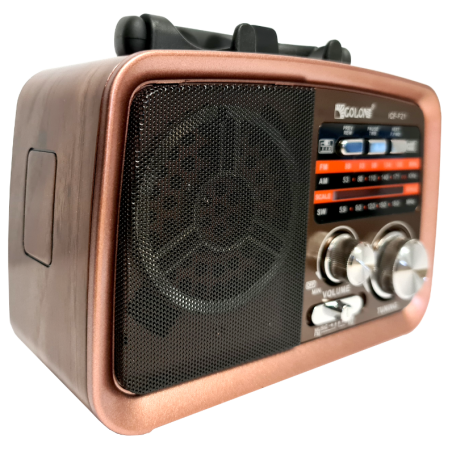Radio Vintage PRL FM akumulatorowe z Bluetooth USB ICF-F21 środek lico brąz