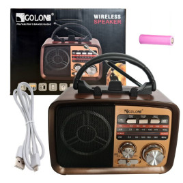 Radio Vintage PRL FM akumulatorowe z Bluetooth USB ICF-F21 dół lico miedź