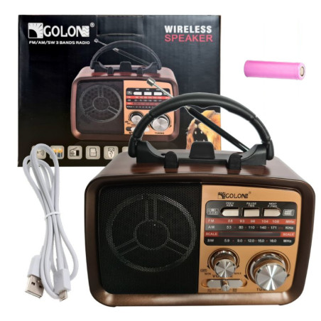 Radio Vintage PRL FM akumulatorowe z Bluetooth USB ICF-F21 dół lico miedź