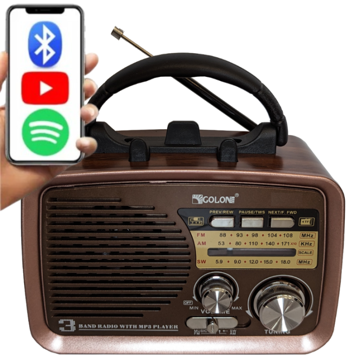 RADIO KUCHENNE FM z rączką PRZENOŚNE sieciowe kol.2 miedziany środkowy