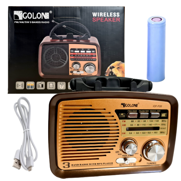 RADIO KUCHENNE FM z rączką PRZENOŚNE sieciowe kol.3 złoty góra