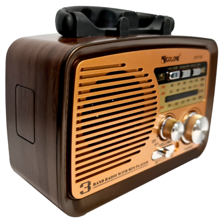 RADIO KUCHENNE FM z rączką PRZENOŚNE sieciowe kol.3 złoty góra