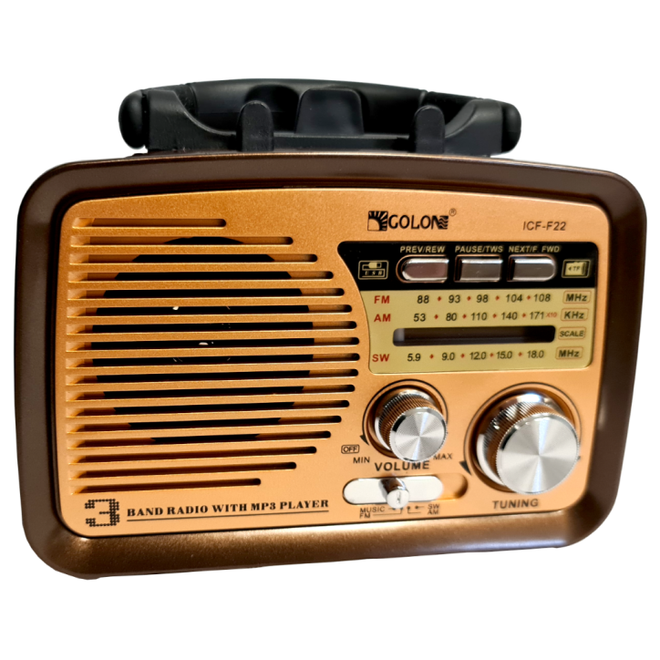 RADIO KUCHENNE FM z rączką PRZENOŚNE sieciowe kol.3 złoty góra