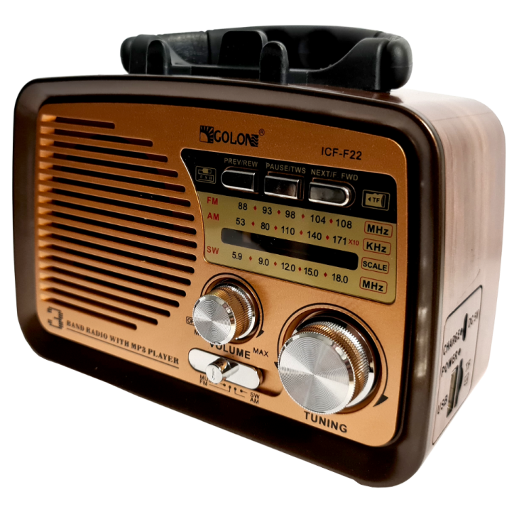 RADIO KUCHENNE FM z rączką PRZENOŚNE sieciowe kol.3 złoty góra