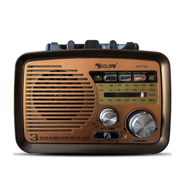 RADIO KUCHENNE FM z rączką PRZENOŚNE sieciowe kol.3 złoty góra