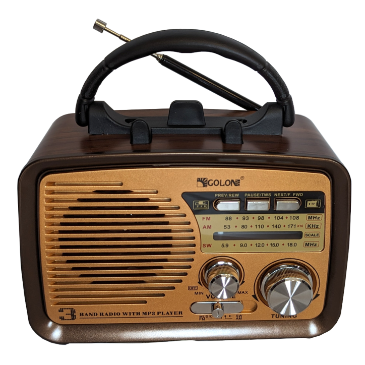 RADIO KUCHENNE FM z rączką PRZENOŚNE sieciowe kol.3 złoty góra