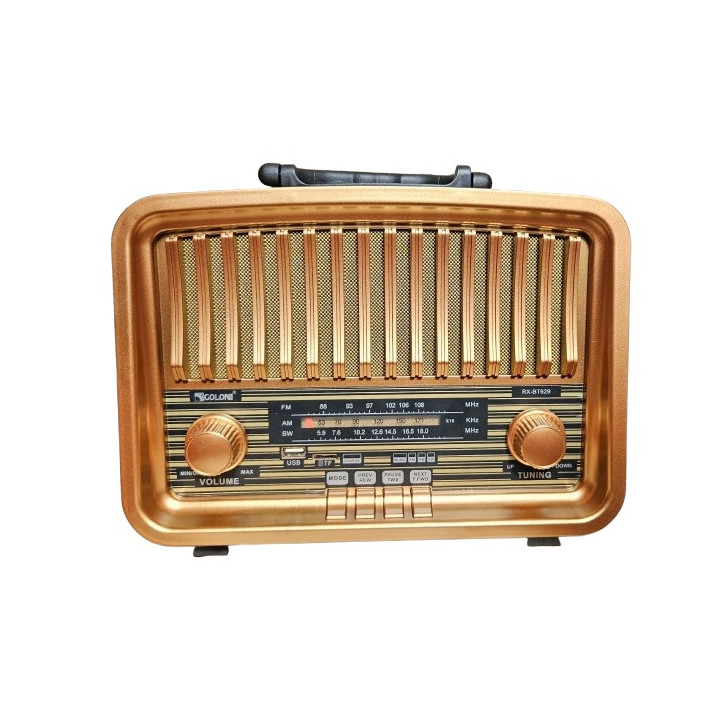 Radio Vintage FM akumulatorowe z Bluetooth USB Złoty kol.3