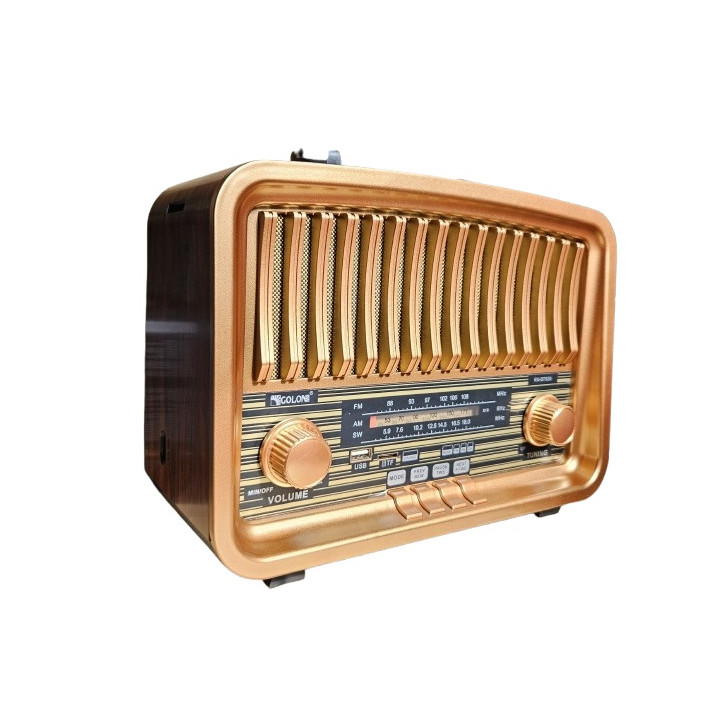 Radio Vintage FM akumulatorowe z Bluetooth USB Złoty kol.3