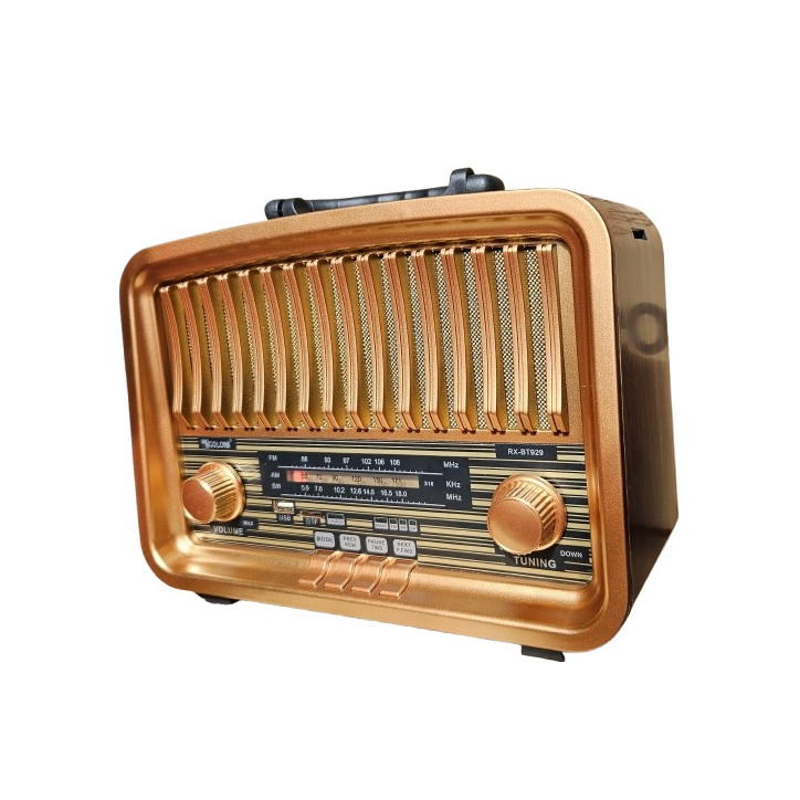 Radio Vintage FM akumulatorowe z Bluetooth USB Złoty kol.3