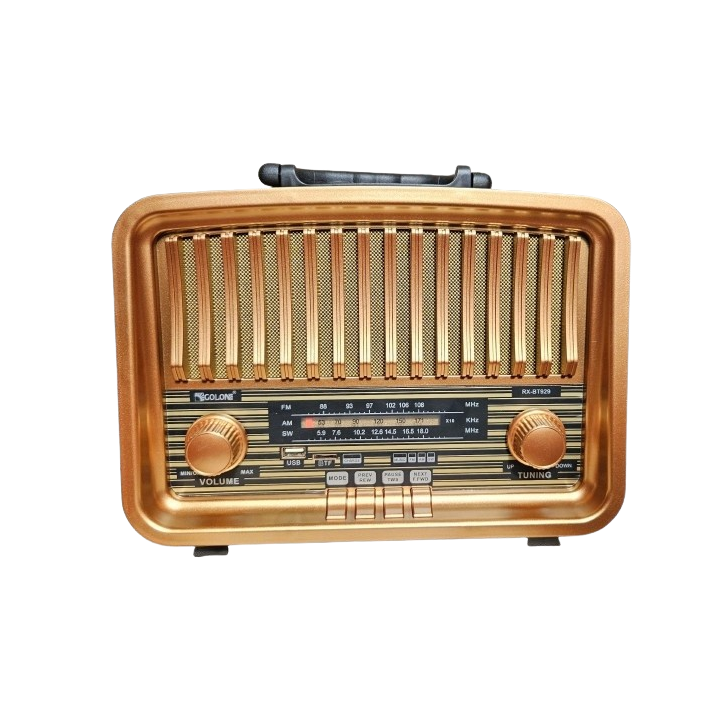 Radio Vintage FM akumulatorowe z Bluetooth USB Złoty kol.3