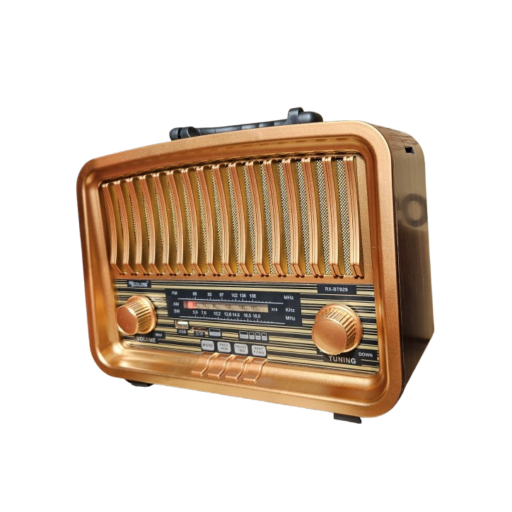 Radio Vintage FM akumulatorowe z Bluetooth USB Złoty kol.3