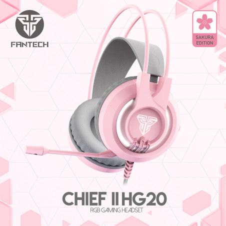 FANTECH Słuchawki HG20 CHIEF GAMING MIKROFON RGB Różowe
