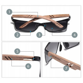 Okulary Kingseven W5507 czarny / drewno
