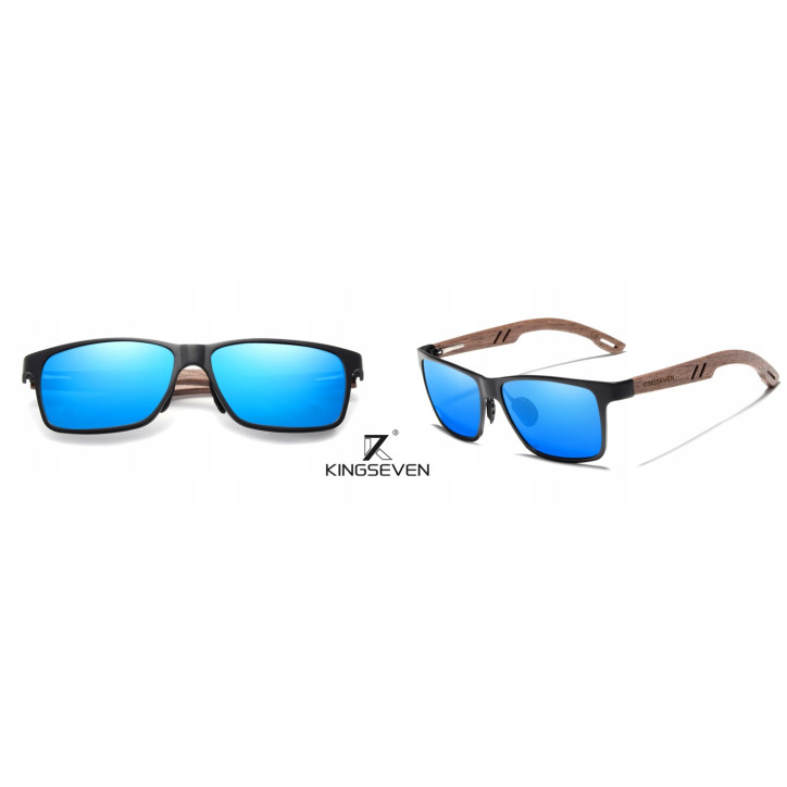 Okulary Kingseven W5507 niebieski / drewno Okulary Kingseven W5507 niebieski / drewno