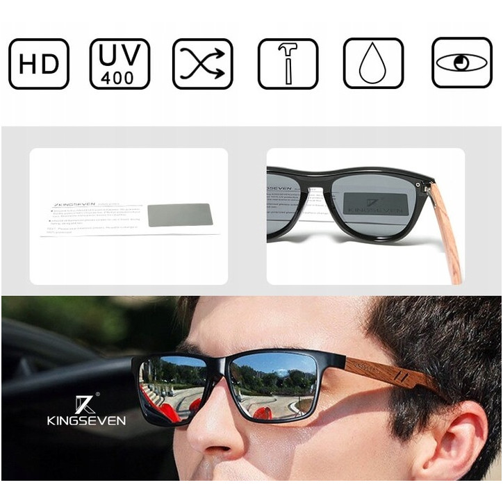 Okulary Kingseven W5507 niebieski / drewno Okulary Kingseven W5507 niebieski / drewno