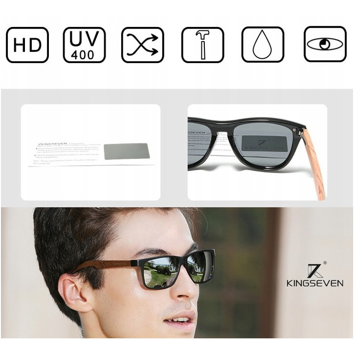 Okulary Kingseven W5507 czarny / drewno Okulary Kingseven W5507 czarny / drewno