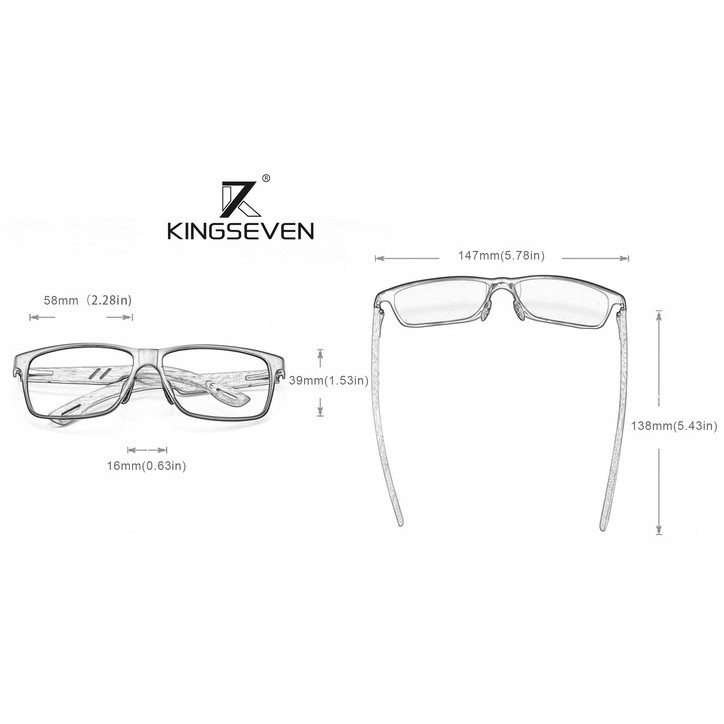 Okulary Kingseven W5507 czarny / drewno Okulary Kingseven W5507 czarny / drewno