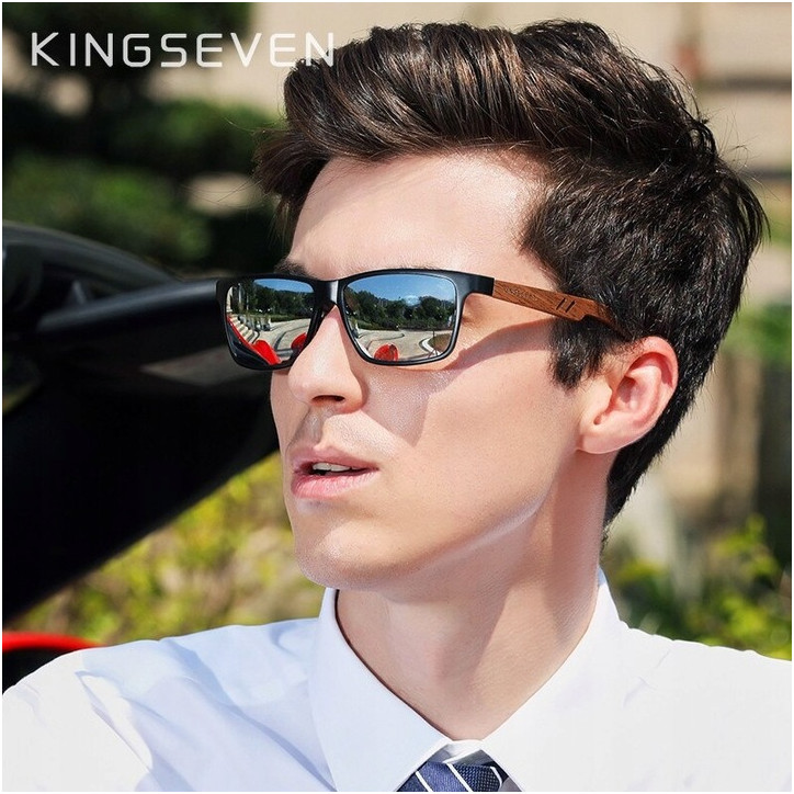 Okulary Kingseven W5507 niebieski / drewno Okulary Kingseven W5507 niebieski / drewno