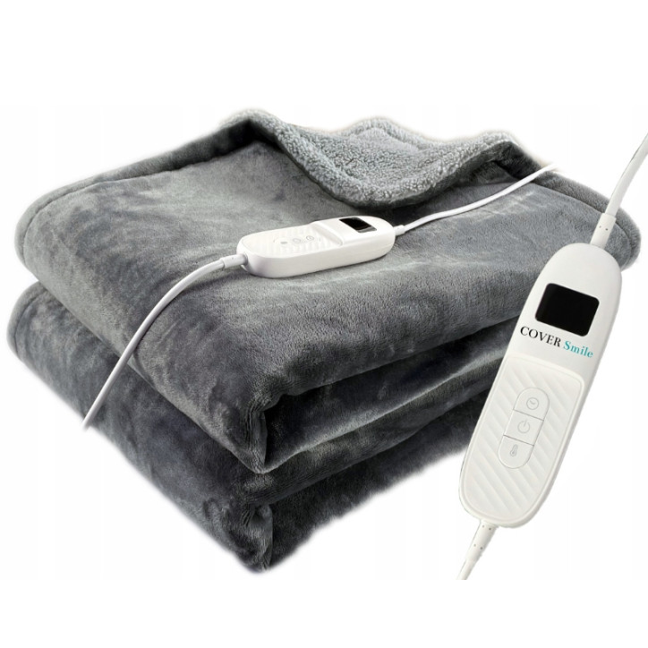 Koc elektryczny CoverSmile OB09201 180x160 cm / Koc Elektryczny Duży Miękki 180x160cm Mata Grzewcza 160w Pilot Timer