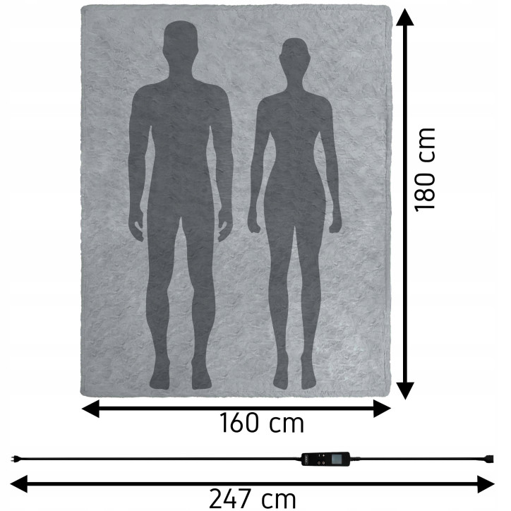 Duży Koc Elektryczny CoverSmile OB09201 180x160 cm 160W Gruby Dwuosobowy