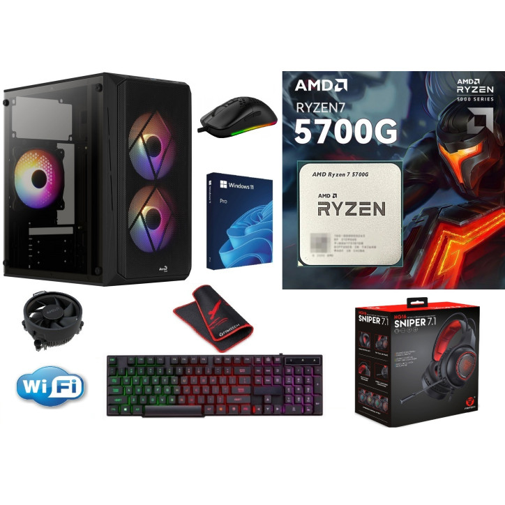 GOTOWY zestaw komputerowy AMD Ryzen7 5700G, 32GB RAM, 1TB SSD NVME, Windows 11 Pro, karta Wifi, RGB! GOTOWY zestaw komputerowy AMD Ryzen7 5700G, 32GB RAM, 1TB SSD NVME, Windows 11 Pro, karta Wifi, RGB!