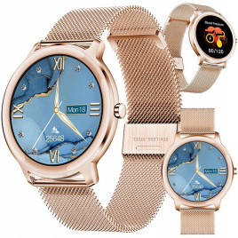 SMARTWATCH DAMSKI CIŚNIENIOMIERZ Zegarek Złoty R18