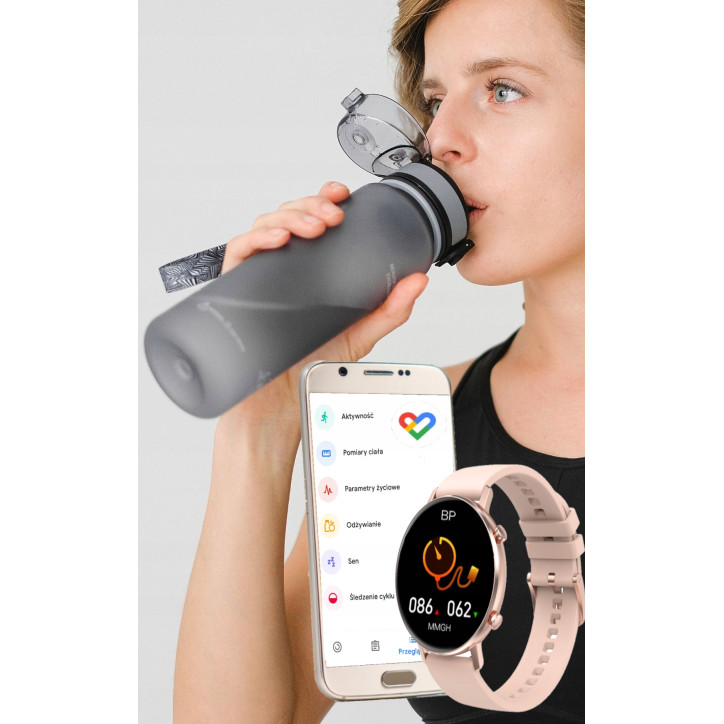 SMARTWATCH CIŚNIENIOMIERZ J.POLSKI Zegarek Czarny DT96