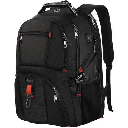 Plecak biznesowy męski PODRÓŻNY USB 50L, kolor czarny, 51x38x26cm / Matein Plecak Szkolny 100802BLK