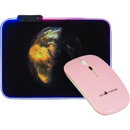 Różowa Mysz bezprzewodowa A2 + Podkładka pod mysz