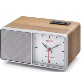 Radio drewno z zegarem kuchenne FM akumulatorowe z Bluetooth USB do Salonu