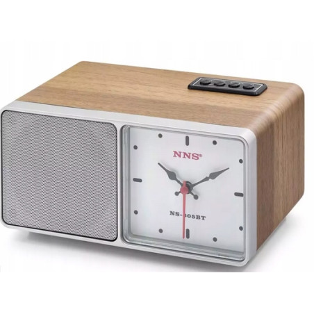 Radio drewno z zegarem kuchenne FM akumulatorowe z Bluetooth USB do Salonu