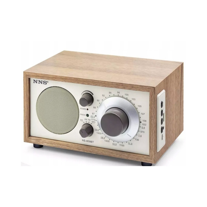 Radio Kuchenne Vintage FM akumulatorowe z Bluetooth USB do Salonu drewno