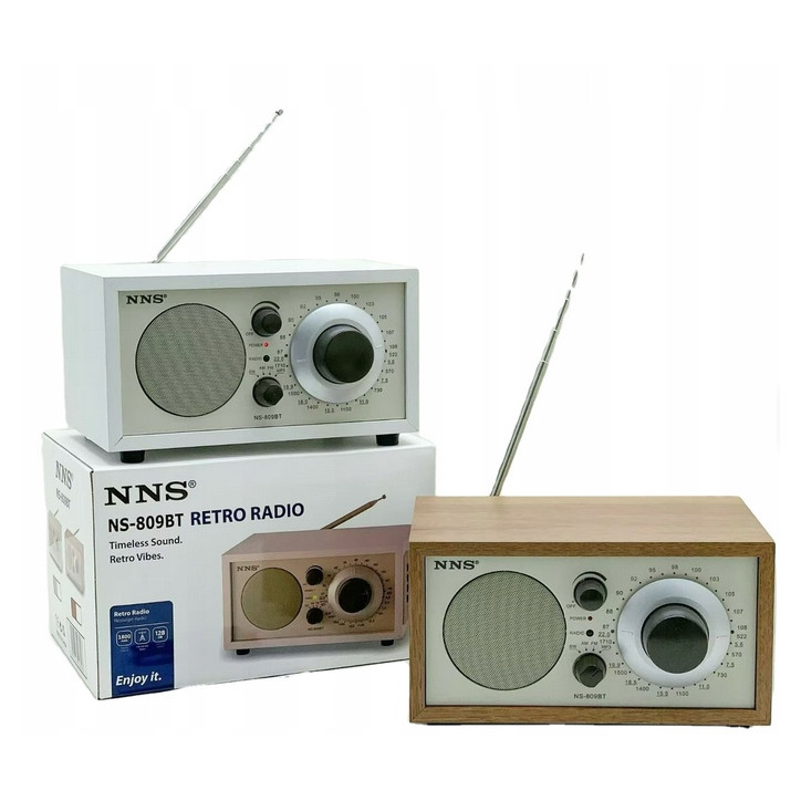 Radio Kuchenne Vintage FM akumulatorowe z Bluetooth USB do Salonu drewno