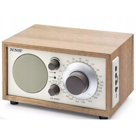 Radio Kuchenne Vintage FM akumulatorowe z Bluetooth USB do Salonu drewno