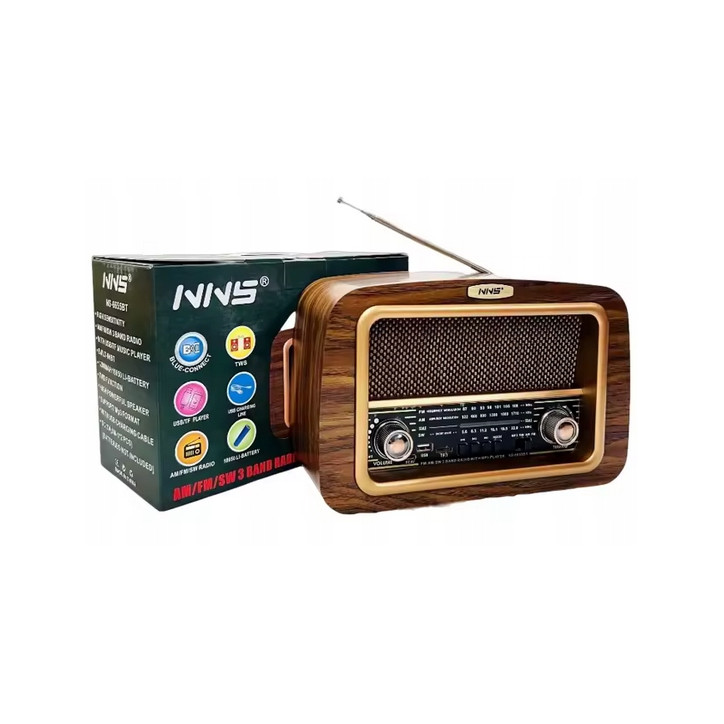 Radio Kuchenne Vintage FM akumulatorowe z Bluetooth USB do Salonu