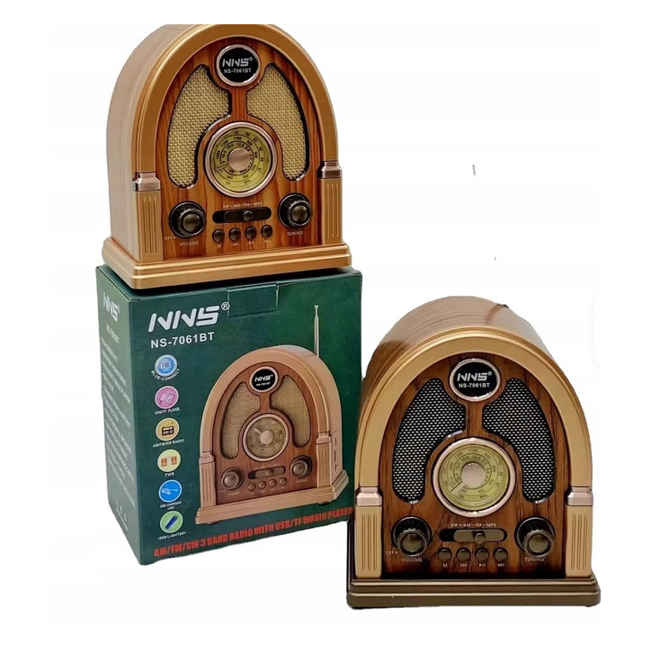 Radio Kuchenne Vintage FM akumulatorowe z Bluetooth USB do Salonu