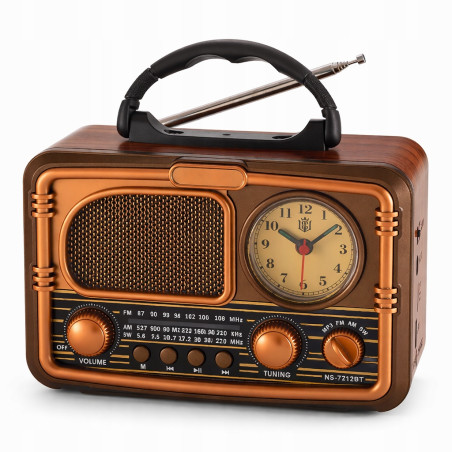 Radio z zegarem kuchenne przenośne FM akumulatorowe z Bluetooth USB