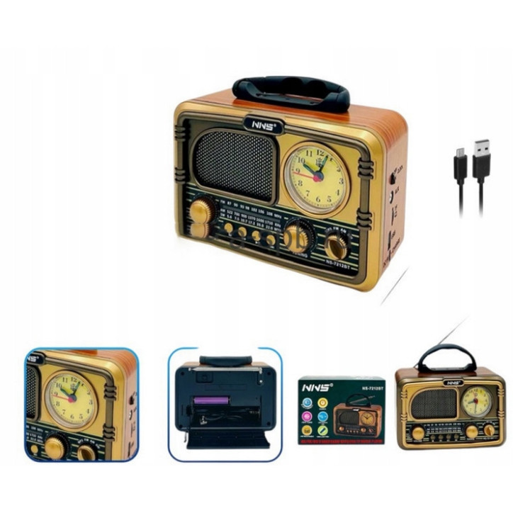 Radio z zegarem kuchenne przenośne FM akumulatorowe z Bluetooth USB