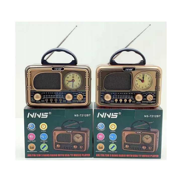 Radio z zegarem kuchenne przenośne FM akumulatorowe z Bluetooth USB