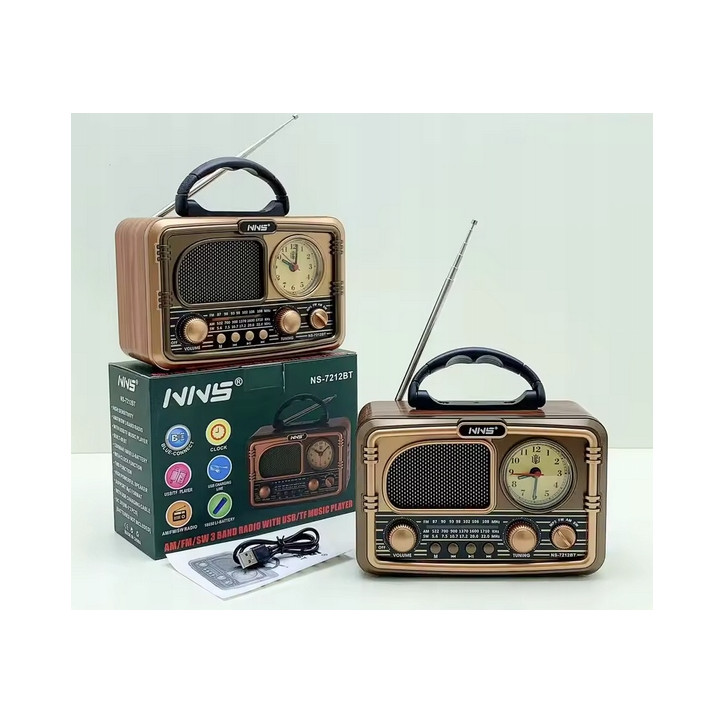 Radio z zegarem kuchenne przenośne FM akumulatorowe z Bluetooth USB