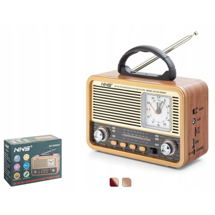 Radio z zegarem kuchenne przenośne FM akumulatorowe z Bluetooth USB
