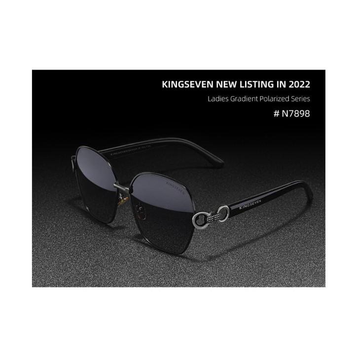 Okulary przeciwsłoneczne Kingseven N7898 czarny / srebrny UV400 Okulary przeciwsłoneczne Kingseven N7898 czarny / srebrny UV400