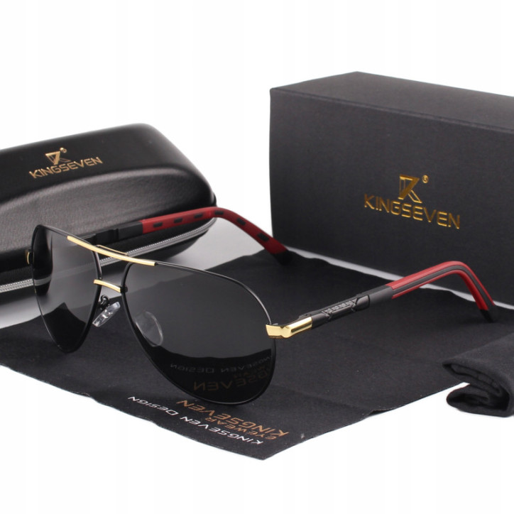 Okulary przeciwsłoneczne Kingseven N725  złoty / czarny UV400
