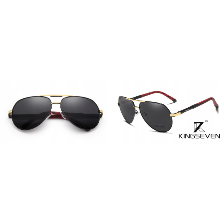 Okulary przeciwsłoneczne Kingseven N725  złoty / czarny UV400