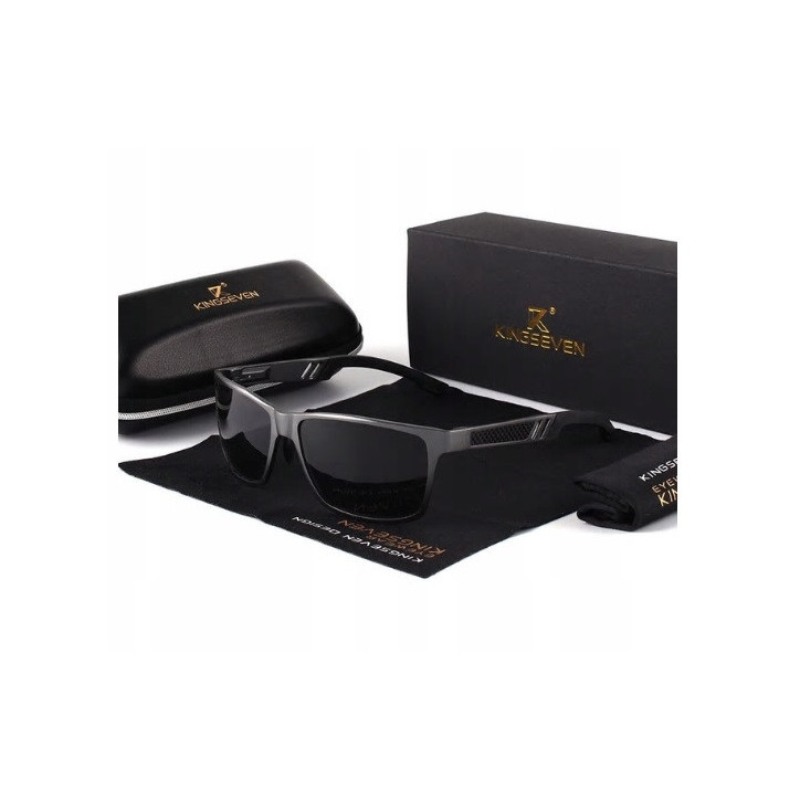 Okulary przeciwsłoneczne Kingseven N7180 szary / czarny UV400 Okulary przeciwsłoneczne Kingseven N7180 szary / czarny UV400