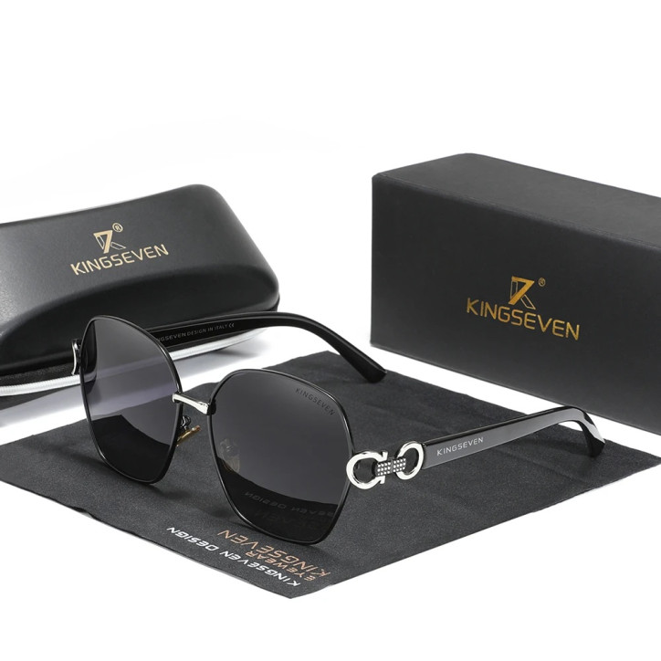Okulary przeciwsłoneczne Kingseven N7898 czarny / srebrny UV400 Okulary przeciwsłoneczne Kingseven N7898 czarny / srebrny UV400