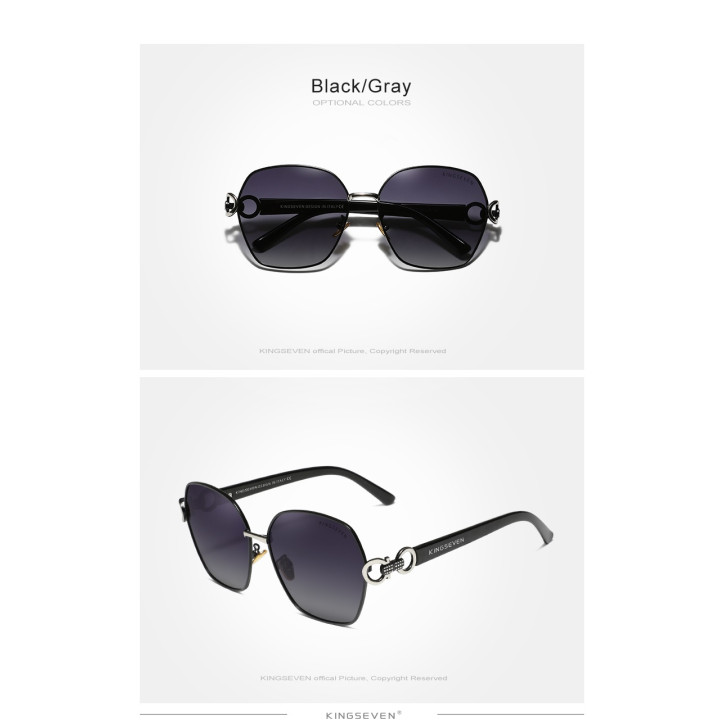 Okulary przeciwsłoneczne Kingseven N7898 czarny / srebrny UV400 Okulary przeciwsłoneczne Kingseven N7898 czarny / srebrny UV400