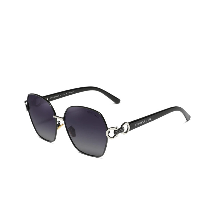 Okulary przeciwsłoneczne Kingseven N7898 czarny / srebrny UV400 Okulary przeciwsłoneczne Kingseven N7898 czarny / srebrny UV400